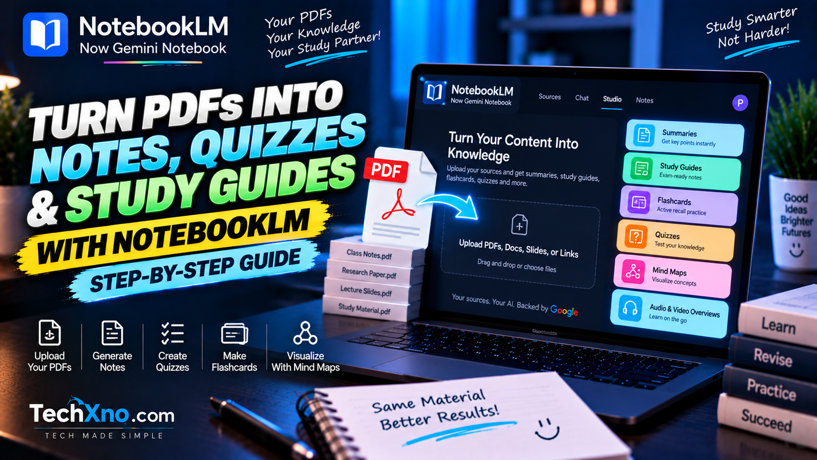 How to Use NotebookLM to Turn PDFs Into Notes, Quizzes & Study Guides